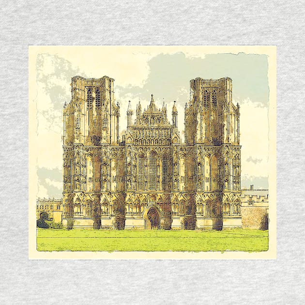 Wells Cathedral Watercolour by bywhacky